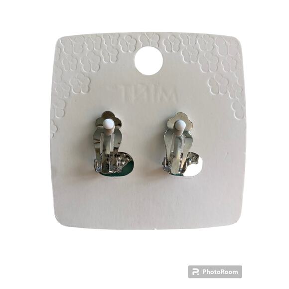 5/20 Mint Clip On Rhinestone and Pearl Earrings - Picture 2 of 2